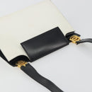 CELINE Circle Shoulder Bag Leather White Gold Auth 189542A-6