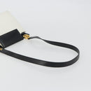 CELINE Circle Shoulder Bag Leather White Gold Auth 189542A-7