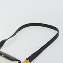 CELINE Circle Shoulder Bag Leather White Gold Auth 189542A-8