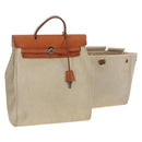 HERMES Herbag A Dos Backpack Canvas 2way Beige Silver Auth 189543-1