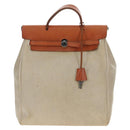 HERMES Herbag A Dos Backpack Canvas 2way Beige Silver Auth 189543-13