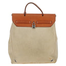 HERMES Herbag A Dos Backpack Canvas 2way Beige Silver Auth 189543-2