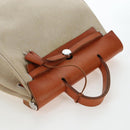 HERMES Herbag A Dos Backpack Canvas 2way Beige Silver Auth 189543-6