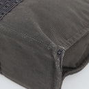 HERMES Her Line MM Hand Bag Canvas Gray Silver Auth 189544-9