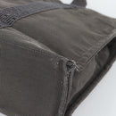 HERMES Her Line MM Hand Bag Canvas Gray Silver Auth 189544-15