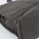 HERMES Her Line MM Hand Bag Canvas Gray Silver Auth 189544-16