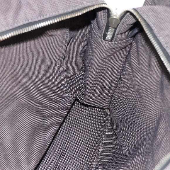 HERMES Her Line MM Hand Bag Canvas Gray Silver Auth 189544
