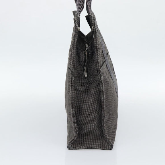 HERMES Her Line MM Hand Bag Canvas Gray Silver Auth 189544