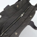 HERMES Her Line MM Hand Bag Canvas Gray Silver Auth 189544-6