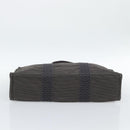 HERMES Her Line MM Hand Bag Canvas Gray Silver Auth 189544-5