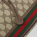 GUCCI GG Supreme Web Sherry Line Bag PVC Beige Gold 001 58 6354 Auth 189545A-16