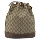 GUCCI GG Supreme Web Sherry Line Bag PVC Beige Gold 001 58 6354 Auth 189545A-3