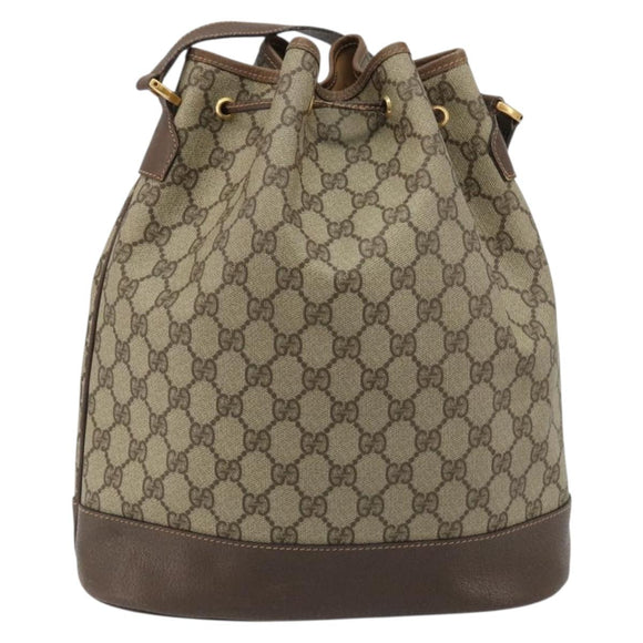 GUCCI GG Supreme Web Sherry Line Bag PVC Beige Gold 001 58 6354 Auth 189545A