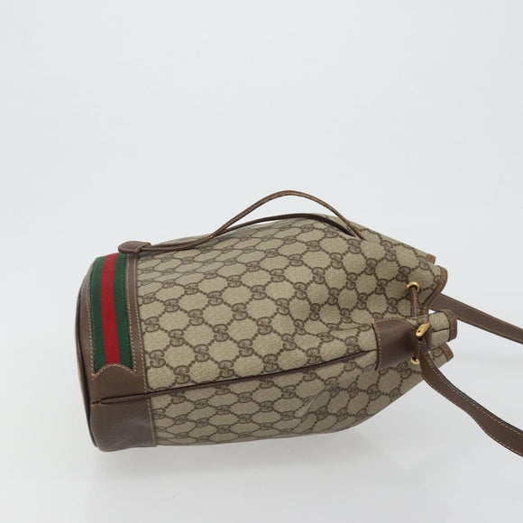 GUCCI GG Supreme Web Sherry Line Bag PVC Beige Gold 001 58 6354 Auth 189545A