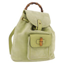 GUCCI Bamboo Backpack Suede Green Gold 003 8030 Auth 189546A-1