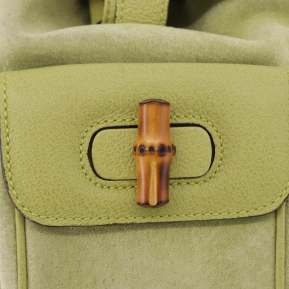 GUCCI Bamboo Backpack Suede Green Gold 003 8030 Auth 189546A