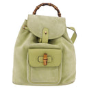 GUCCI Bamboo Backpack Suede Green Gold 003 8030 Auth 189546A-13