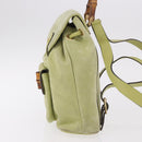 GUCCI Bamboo Backpack Suede Green Gold 003 8030 Auth 189546A-3
