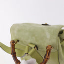 GUCCI Bamboo Backpack Suede Green Gold 003 8030 Auth 189546A-6