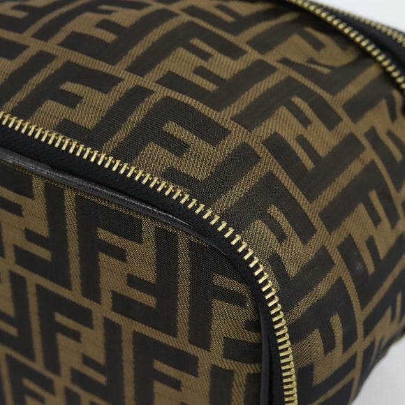 FENDI Zucca Canvas Vanity Hand Bag Black Brown Auth 189549