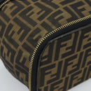 FENDI Zucca Canvas Vanity Hand Bag Black Brown Auth 189549-15