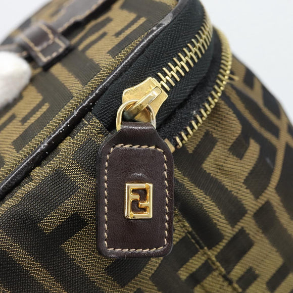 FENDI Zucca Canvas Vanity Hand Bag Black Brown Auth 189549