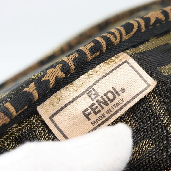 FENDI Zucca Canvas Vanity Hand Bag Black Brown Auth 189549