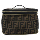 FENDI Zucca Canvas Vanity Hand Bag Black Brown Auth 189549-13