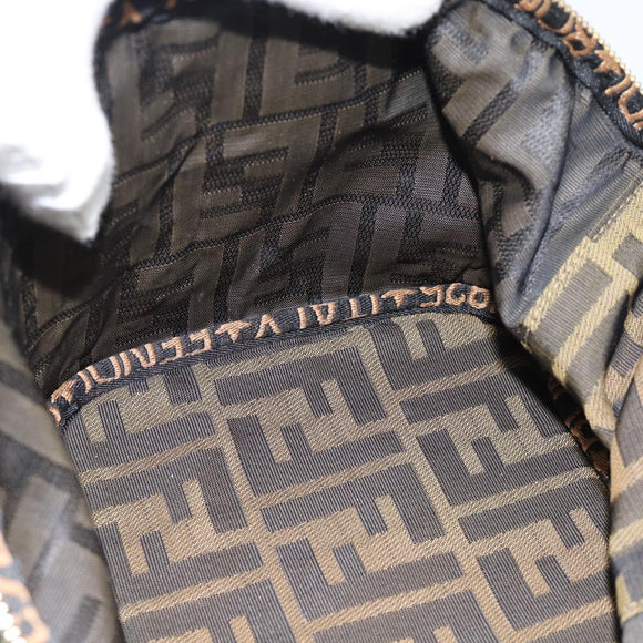 FENDI Zucca Canvas Vanity Hand Bag Black Brown Auth 189549