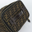 FENDI Zucca Canvas Vanity Hand Bag Black Brown Auth 189549-6