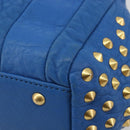 MCM Hand Bag Leather 2way Blue Gold Auth 189551A-12