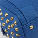 MCM Hand Bag Leather 2way Blue Gold Auth 189551A-13