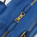 MCM Hand Bag Leather 2way Blue Gold Auth 189551A-16