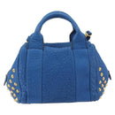 MCM Hand Bag Leather 2way Blue Gold Auth 189551A-2