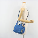 MCM Hand Bag Leather 2way Blue Gold Auth 189551A-23
