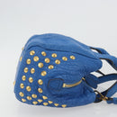 MCM Hand Bag Leather 2way Blue Gold Auth 189551A-4