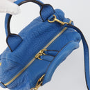 MCM Hand Bag Leather 2way Blue Gold Auth 189551A-6