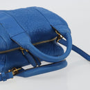MCM Hand Bag Leather 2way Blue Gold Auth 189551A-7