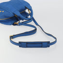 MCM Hand Bag Leather 2way Blue Gold Auth 189551A-9