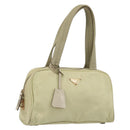 PRADA Hand Bag Nylon Ivory Gold Auth 189552A-1