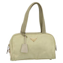 PRADA Hand Bag Nylon Ivory Gold Auth 189552A-13