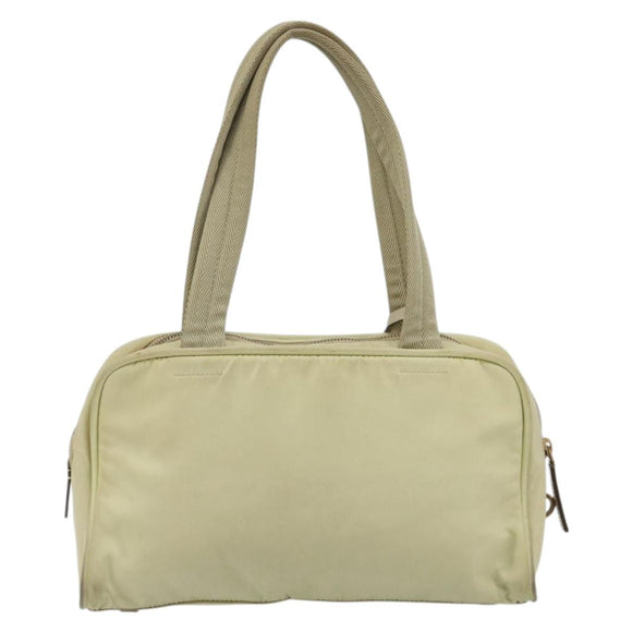 PRADA Hand Bag Nylon Ivory Gold Auth 189552A