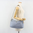 PRADA Shoulder Bag Nylon Light Blue Silver Auth 189553A-27
