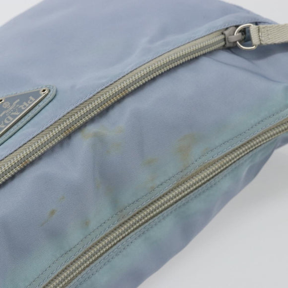 PRADA Shoulder Bag Nylon Light Blue Silver Auth 189553A