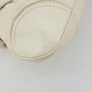 Salvatore Ferragamo Gancini Hand Bag Leather White Champagne Gold Auth 189556-15