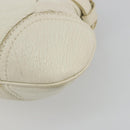 Salvatore Ferragamo Gancini Hand Bag Leather White Champagne Gold Auth 189556-16