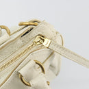 Salvatore Ferragamo Gancini Hand Bag Leather White Champagne Gold Auth 189556-19