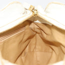 Salvatore Ferragamo Gancini Hand Bag Leather White Champagne Gold Auth 189556-20