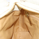 Salvatore Ferragamo Gancini Hand Bag Leather White Champagne Gold Auth 189556-21