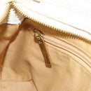 Salvatore Ferragamo Gancini Hand Bag Leather White Champagne Gold Auth 189556-22
